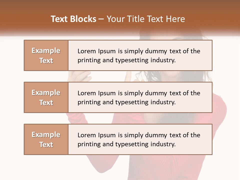 A Woman In A Red Shirt Holding A Cell Phone PowerPoint Template