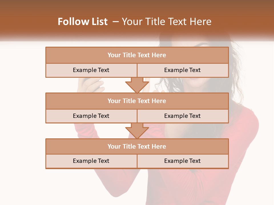 A Woman In A Red Shirt Holding A Cell Phone PowerPoint Template