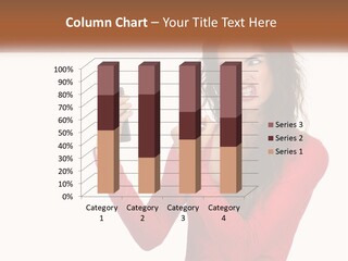 A Woman In A Red Shirt Holding A Cell Phone PowerPoint Template