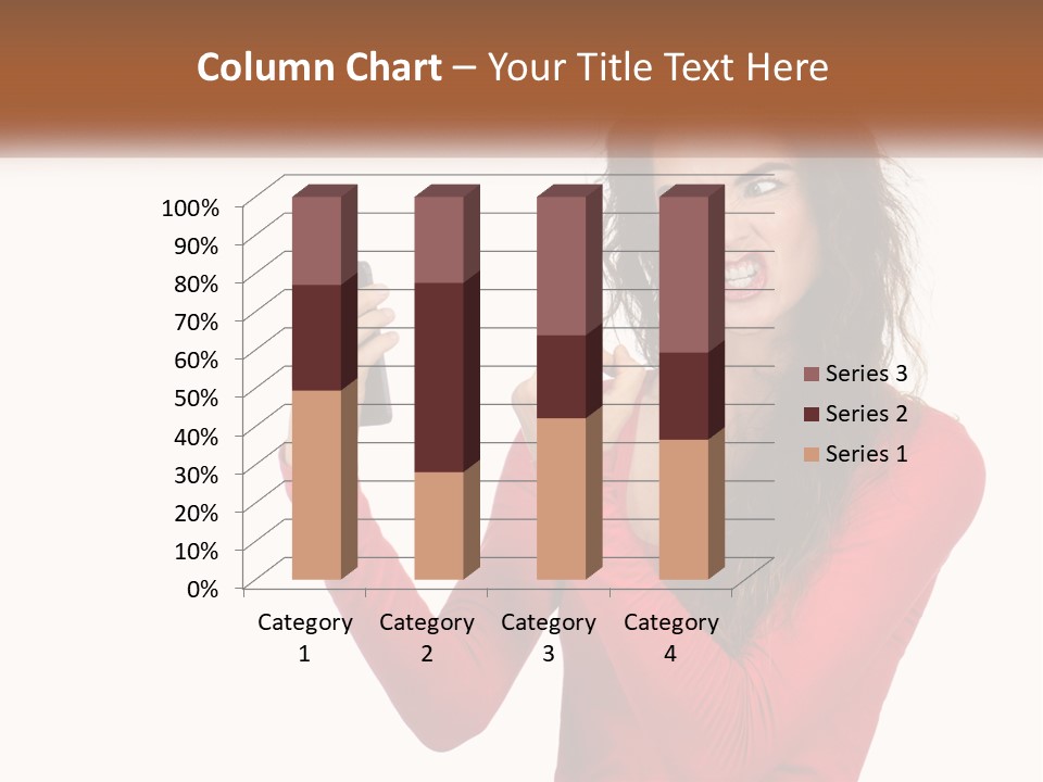 A Woman In A Red Shirt Holding A Cell Phone PowerPoint Template