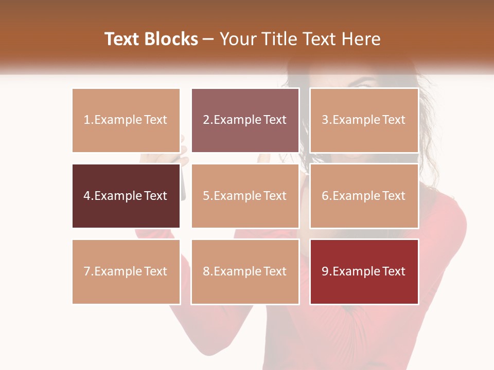 A Woman In A Red Shirt Holding A Cell Phone PowerPoint Template