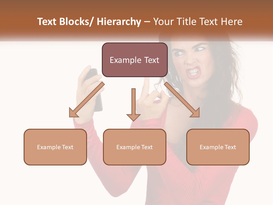 A Woman In A Red Shirt Holding A Cell Phone PowerPoint Template