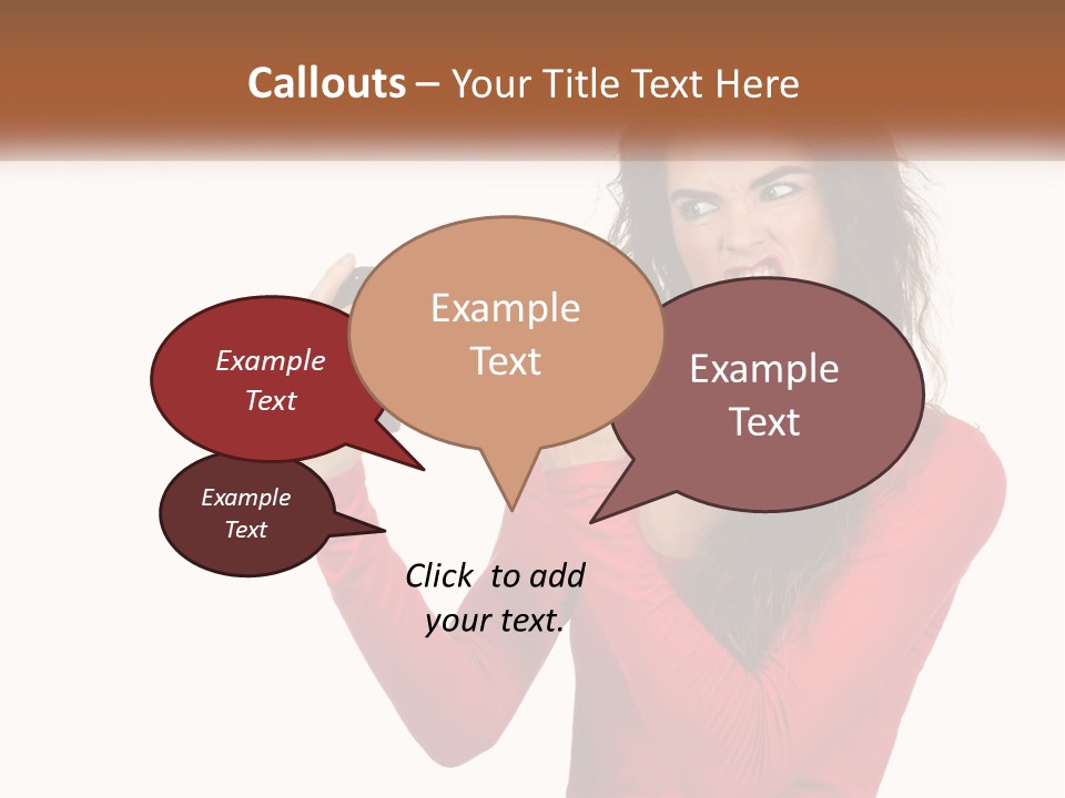 A Woman In A Red Shirt Holding A Cell Phone PowerPoint Template