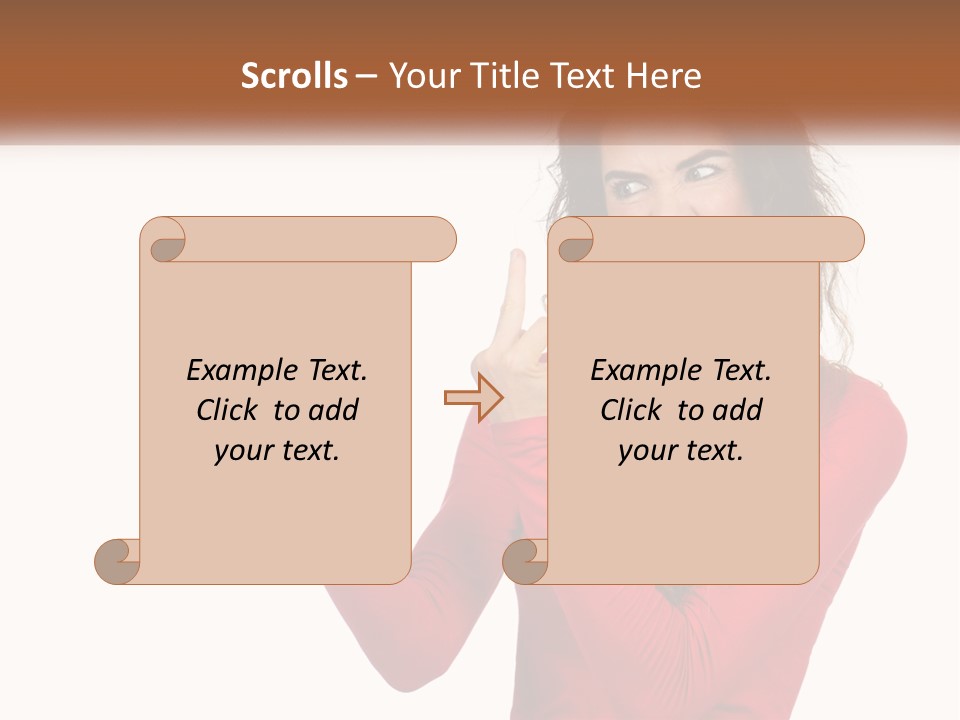 A Woman In A Red Shirt Holding A Cell Phone PowerPoint Template