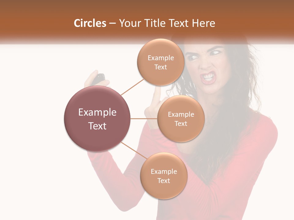 A Woman In A Red Shirt Holding A Cell Phone PowerPoint Template