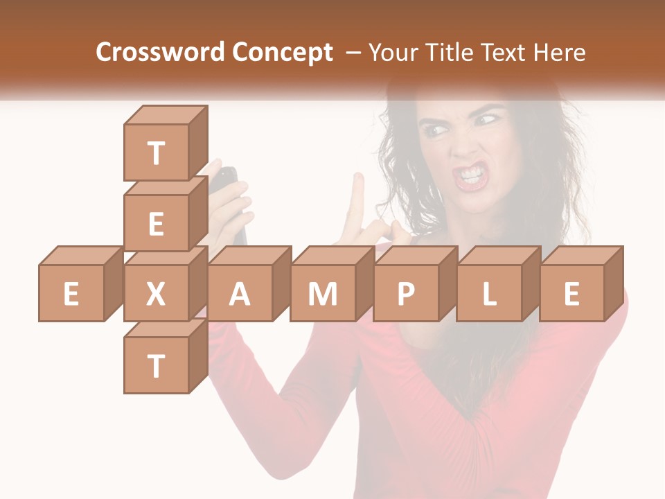 A Woman In A Red Shirt Holding A Cell Phone PowerPoint Template