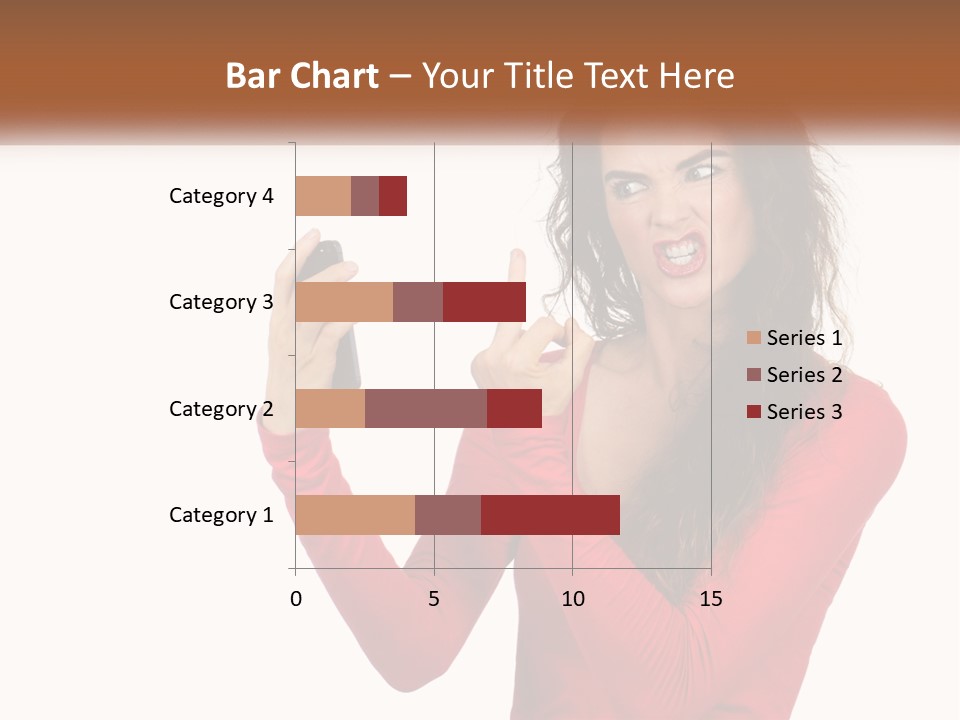 A Woman In A Red Shirt Holding A Cell Phone PowerPoint Template