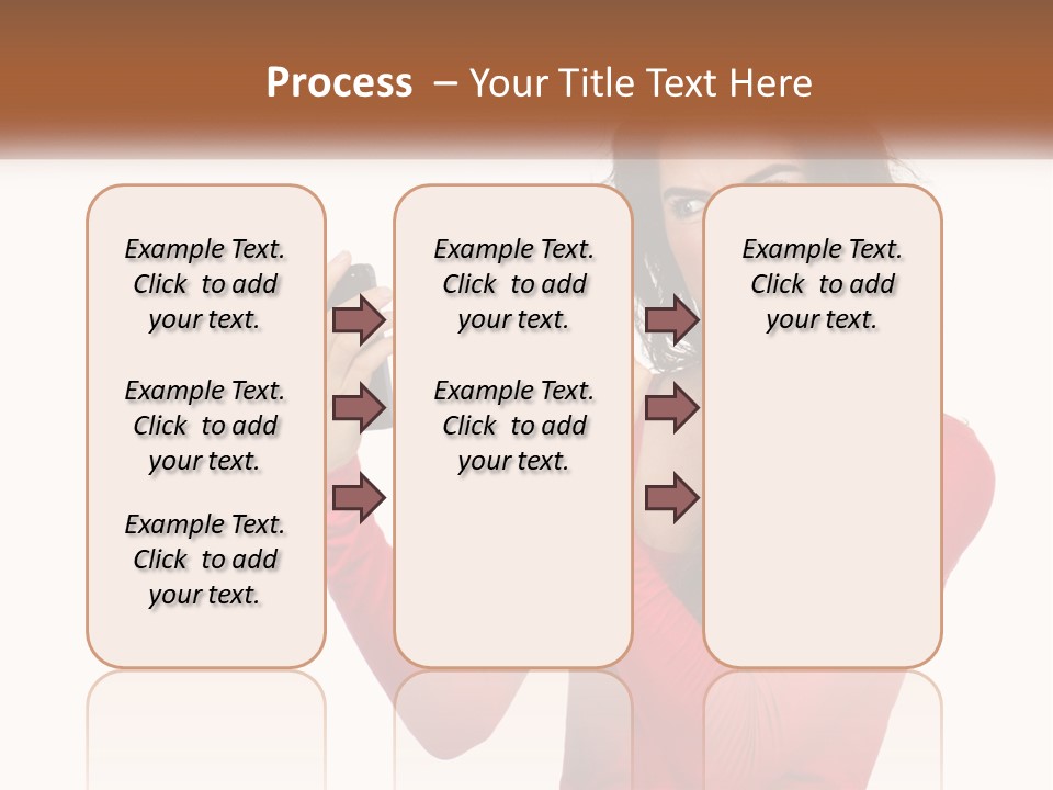 A Woman In A Red Shirt Holding A Cell Phone PowerPoint Template