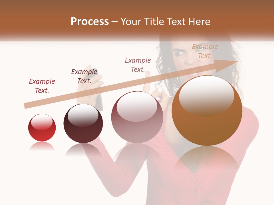 A Woman In A Red Shirt Holding A Cell Phone PowerPoint Template