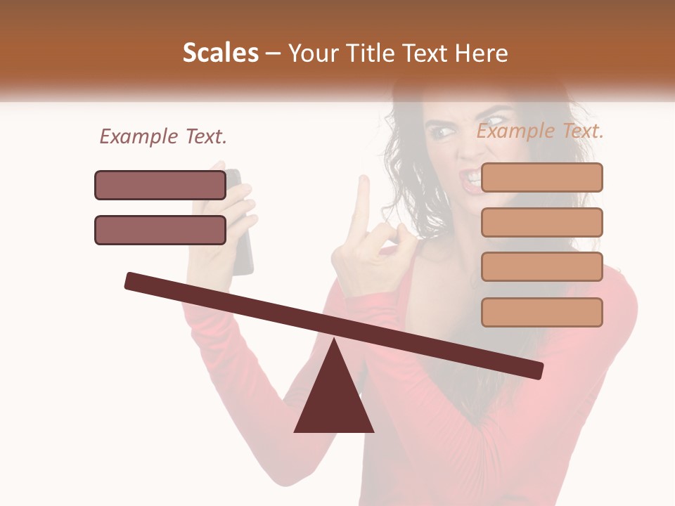 A Woman In A Red Shirt Holding A Cell Phone PowerPoint Template