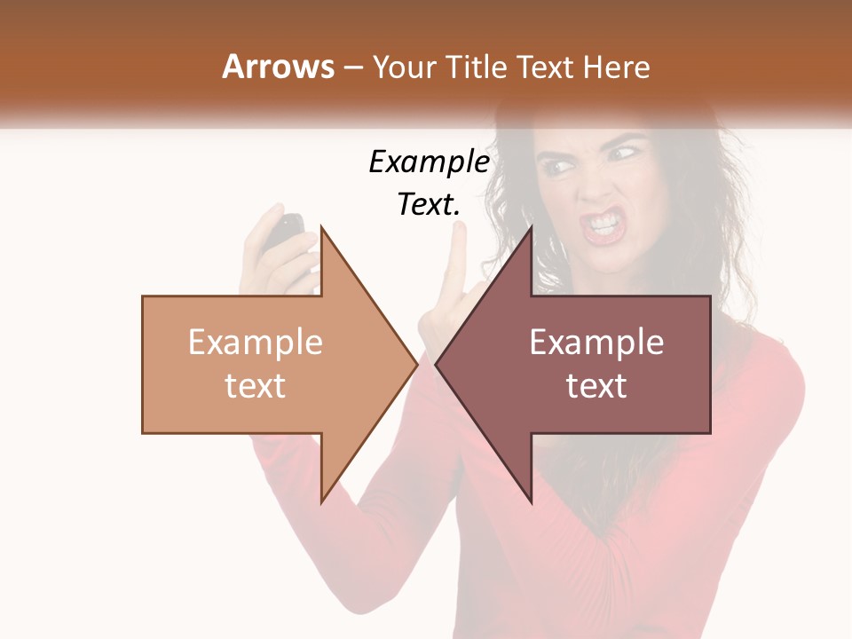 A Woman In A Red Shirt Holding A Cell Phone PowerPoint Template