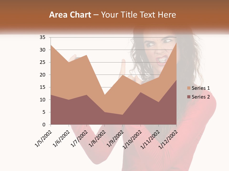 A Woman In A Red Shirt Holding A Cell Phone PowerPoint Template