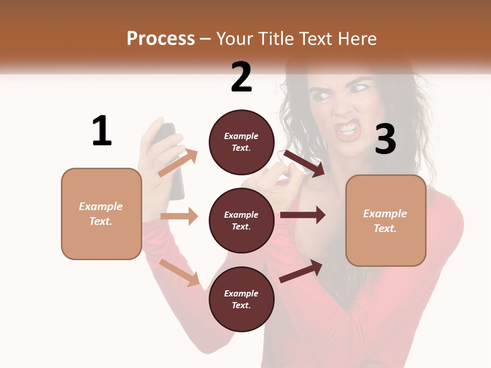 A Woman In A Red Shirt Holding A Cell Phone PowerPoint Template
