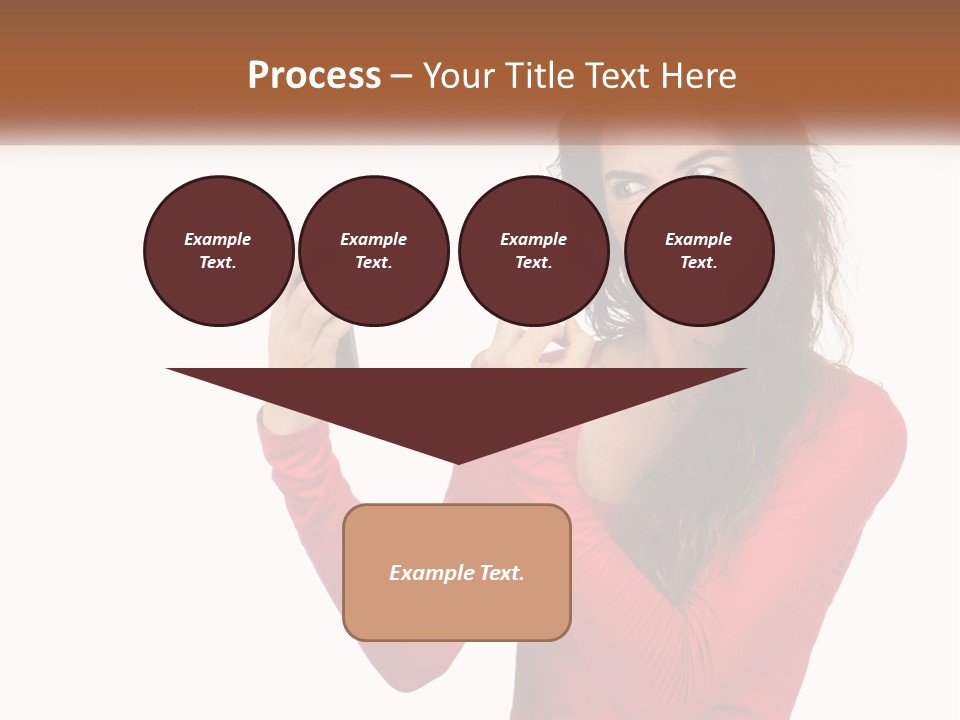 A Woman In A Red Shirt Holding A Cell Phone PowerPoint Template