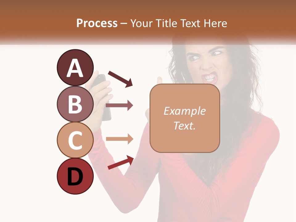 A Woman In A Red Shirt Holding A Cell Phone PowerPoint Template