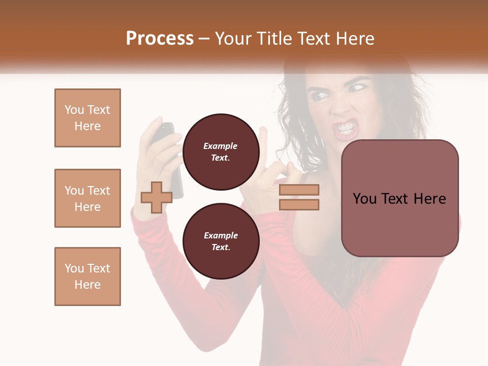 A Woman In A Red Shirt Holding A Cell Phone PowerPoint Template