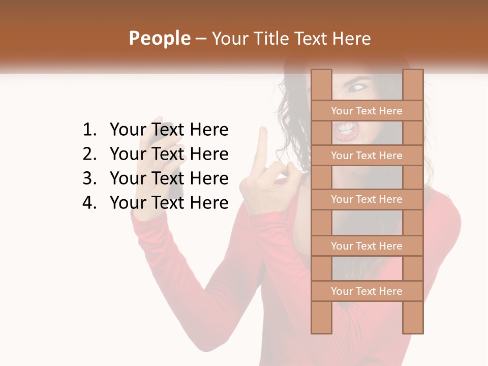 A Woman In A Red Shirt Holding A Cell Phone PowerPoint Template