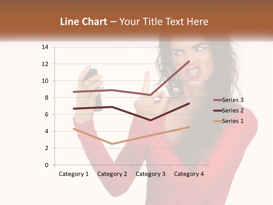 A Woman In A Red Shirt Holding A Cell Phone PowerPoint Template