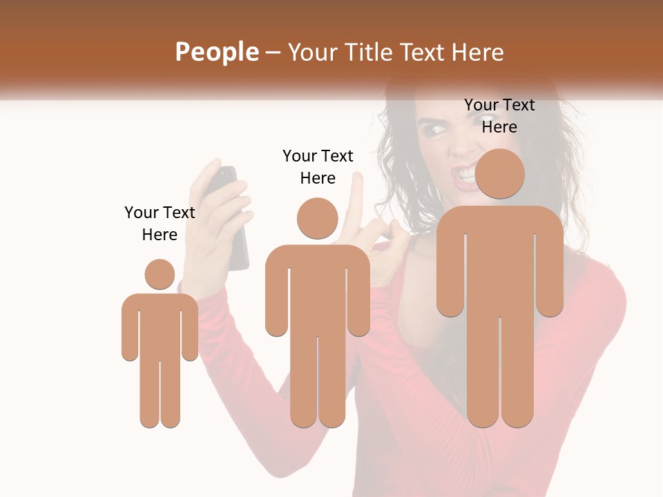 A Woman In A Red Shirt Holding A Cell Phone PowerPoint Template