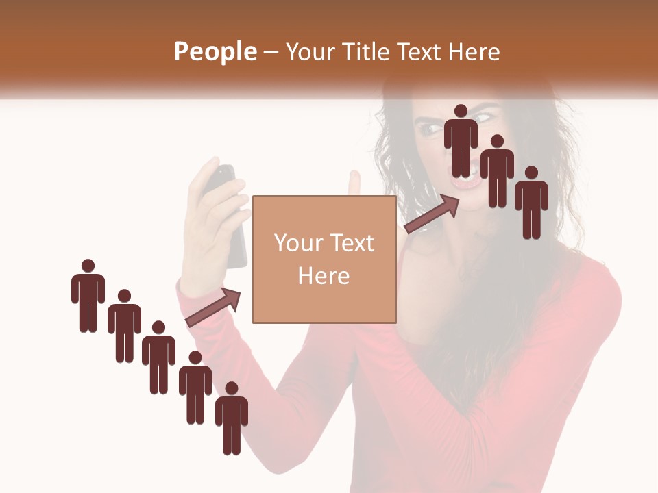 A Woman In A Red Shirt Holding A Cell Phone PowerPoint Template