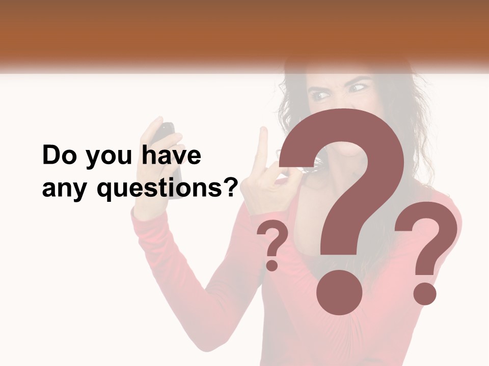 A Woman In A Red Shirt Holding A Cell Phone PowerPoint Template