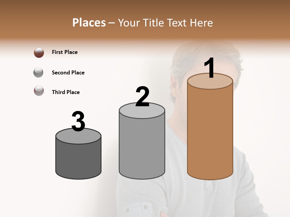 A Man In A Blue Shirt Is Posing For A Picture PowerPoint Template