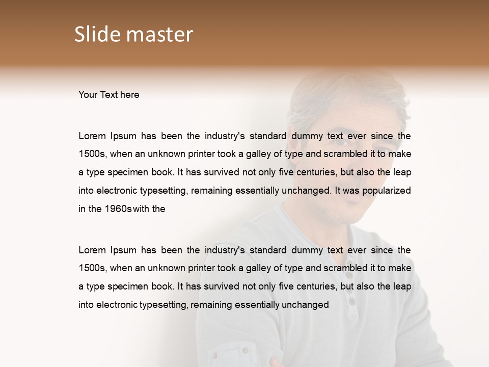 A Man In A Blue Shirt Is Posing For A Picture PowerPoint Template