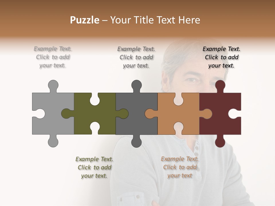 A Man In A Blue Shirt Is Posing For A Picture PowerPoint Template