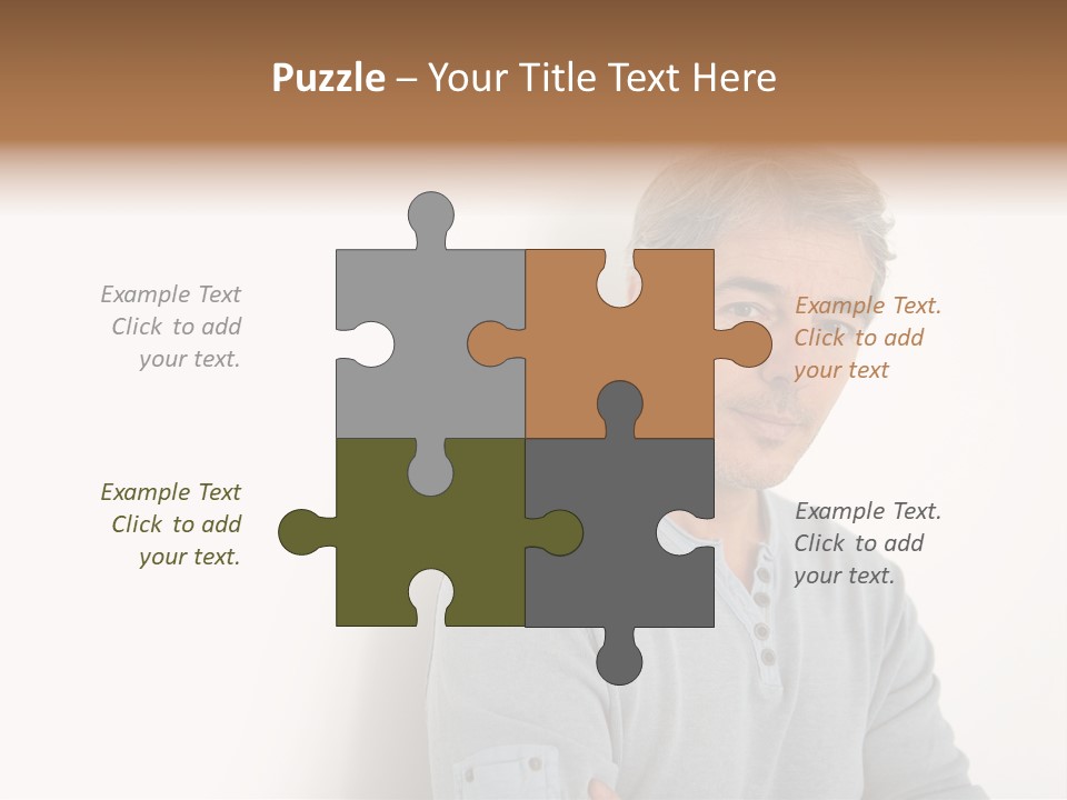 A Man In A Blue Shirt Is Posing For A Picture PowerPoint Template