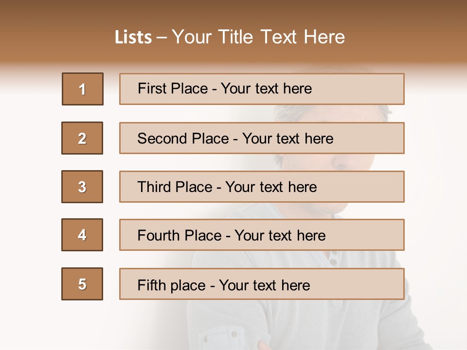 A Man In A Blue Shirt Is Posing For A Picture PowerPoint Template