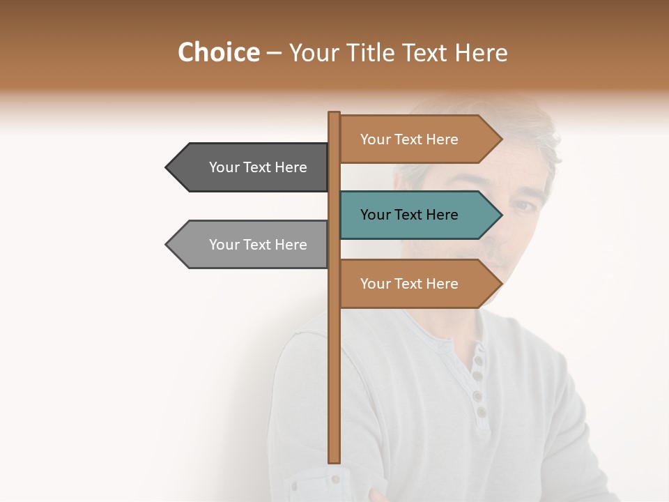 A Man In A Blue Shirt Is Posing For A Picture PowerPoint Template