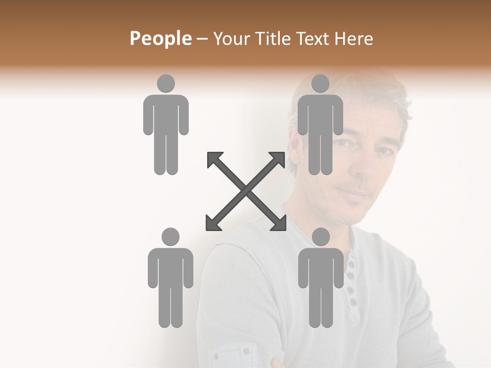 A Man In A Blue Shirt Is Posing For A Picture PowerPoint Template