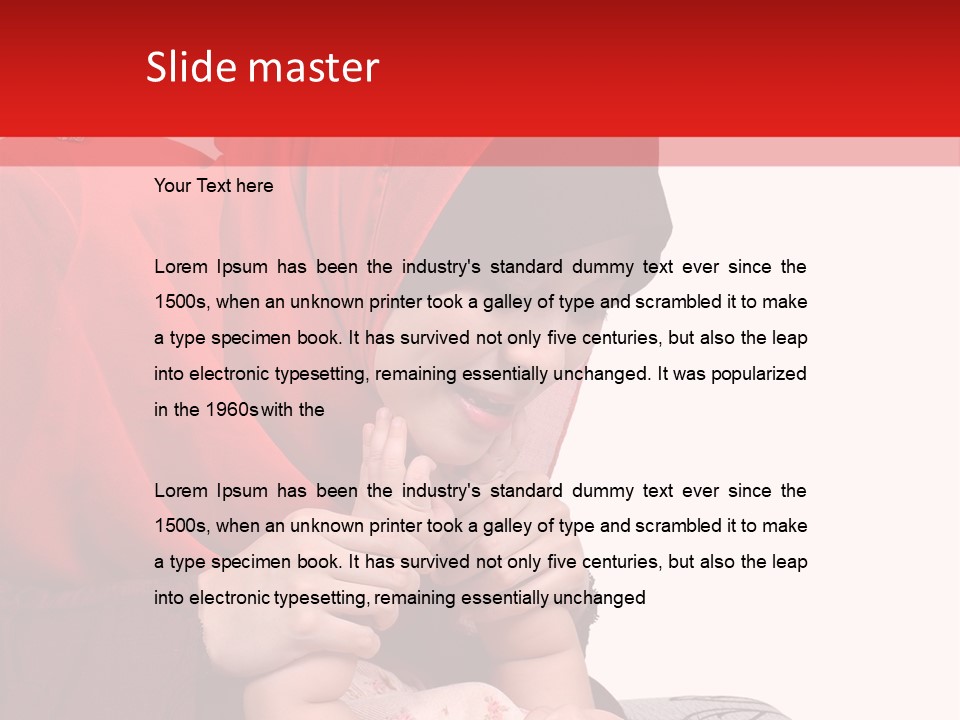 A Woman In A Red Hijab Is Playing With A Baby PowerPoint Template