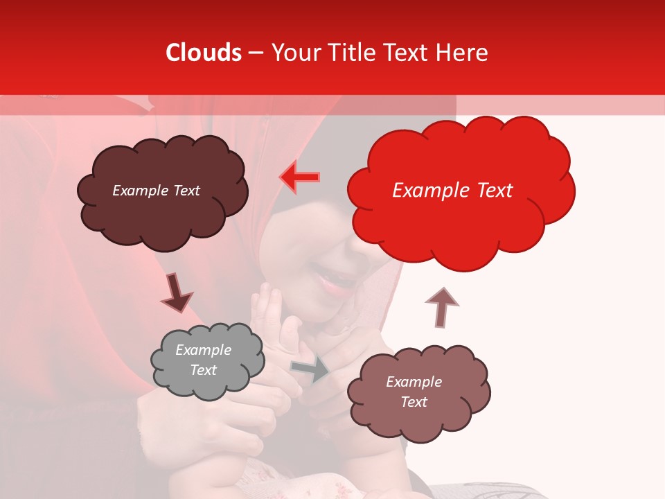 A Woman In A Red Hijab Is Playing With A Baby PowerPoint Template