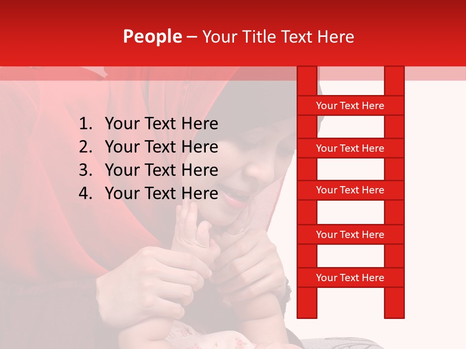 A Woman In A Red Hijab Is Playing With A Baby PowerPoint Template