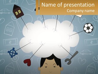 A Man With A Thought Bubble Above His Head PowerPoint Template