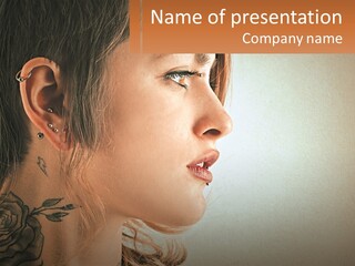 A Woman With A Piercing On Her Ear PowerPoint Template