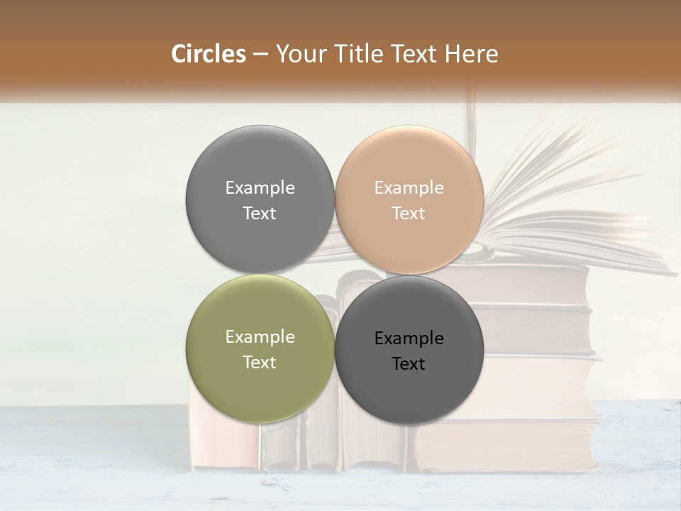 A Stack Of Books On A Table With A Green Background PowerPoint Template