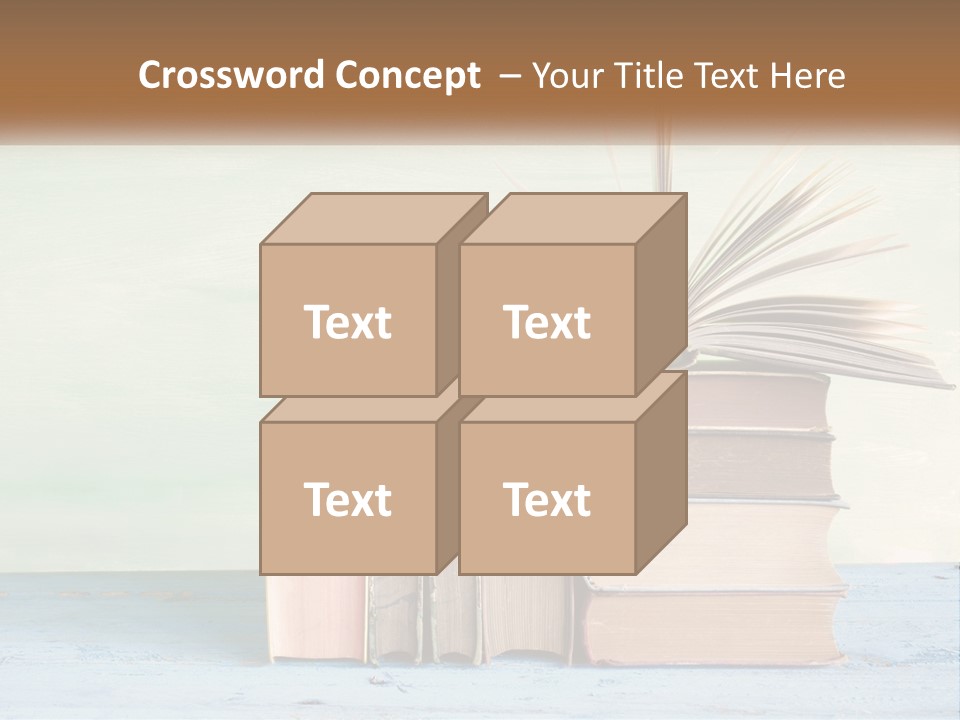 A Stack Of Books On A Table With A Green Background PowerPoint Template