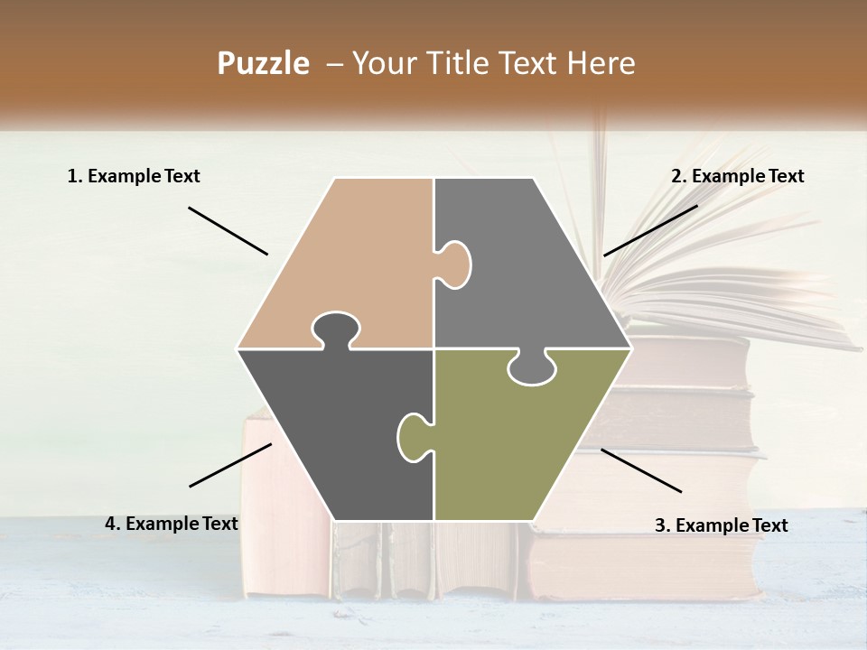 A Stack Of Books On A Table With A Green Background PowerPoint Template