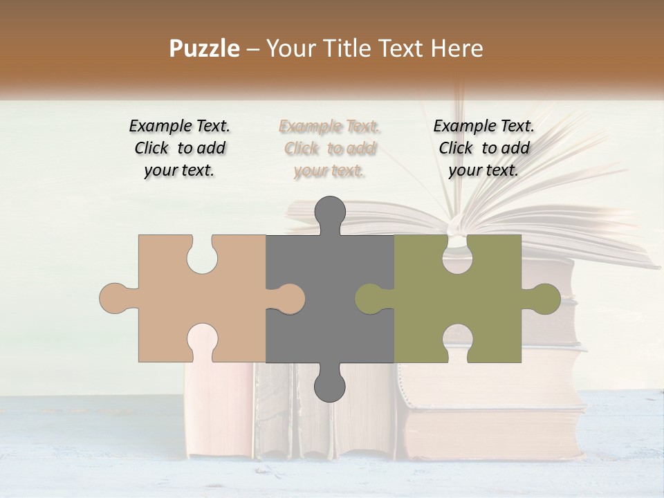 A Stack Of Books On A Table With A Green Background PowerPoint Template