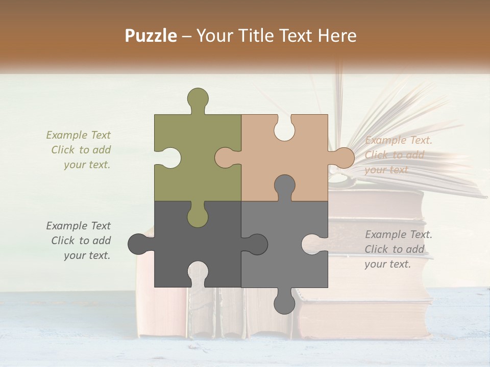 A Stack Of Books On A Table With A Green Background PowerPoint Template