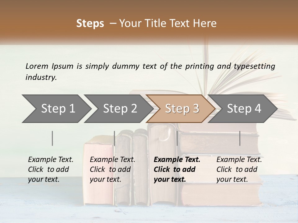 A Stack Of Books On A Table With A Green Background PowerPoint Template