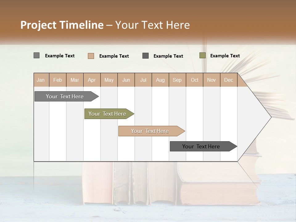 A Stack Of Books On A Table With A Green Background PowerPoint Template