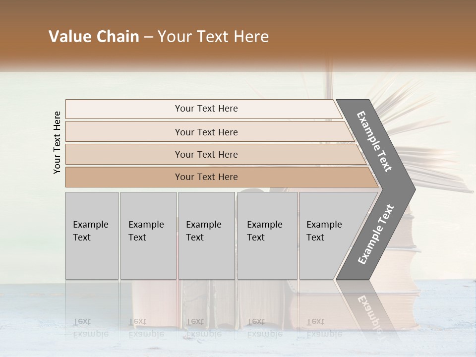 A Stack Of Books On A Table With A Green Background PowerPoint Template