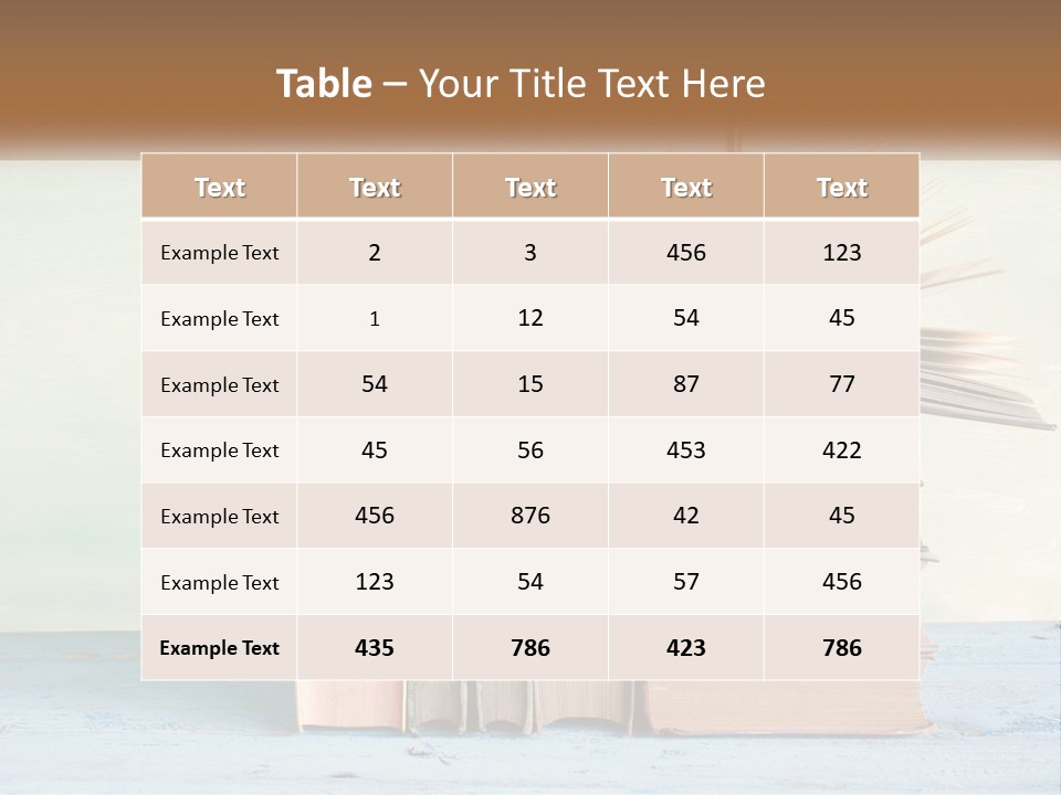 A Stack Of Books On A Table With A Green Background PowerPoint Template