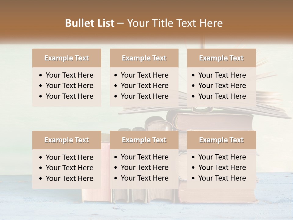A Stack Of Books On A Table With A Green Background PowerPoint Template
