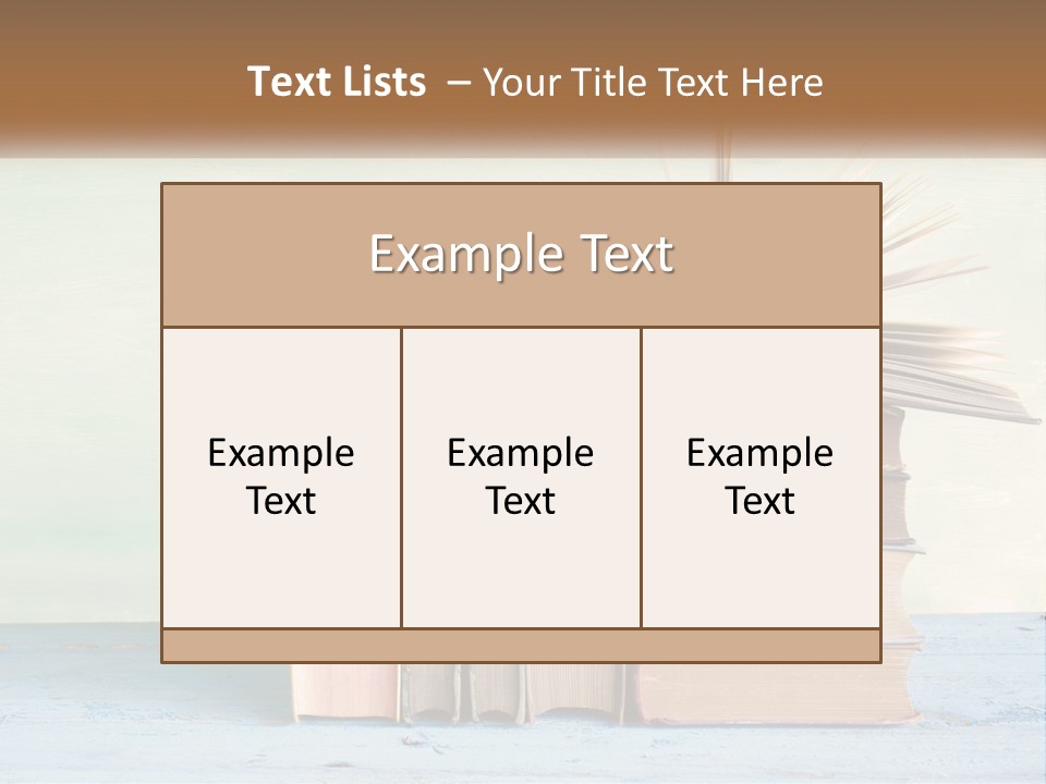 A Stack Of Books On A Table With A Green Background PowerPoint Template