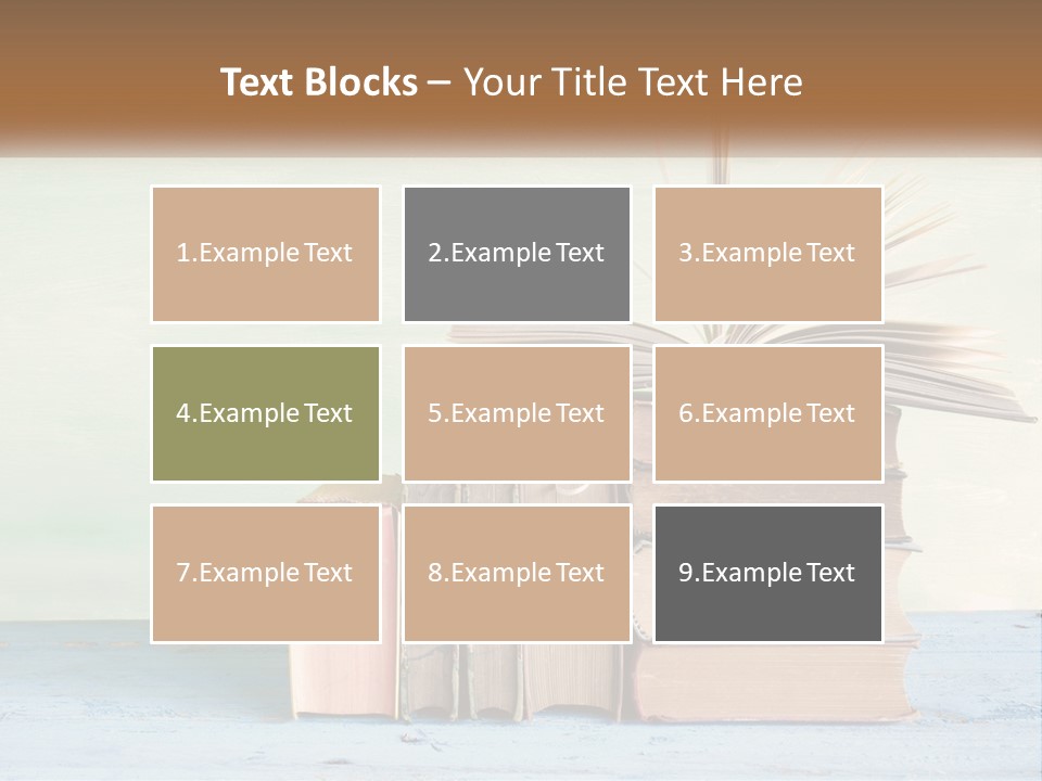 A Stack Of Books On A Table With A Green Background PowerPoint Template