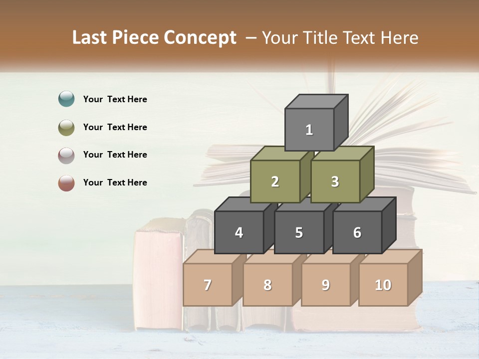 A Stack Of Books On A Table With A Green Background PowerPoint Template